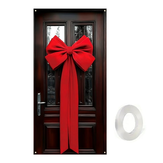 Leodye Christmas Door Cover Decorations Front Door Banner Christmas Grain Door Cover Xmas Wreath Gift Box Photo Booth Prop for Winter Holiday Party Indoor Outdoor Decor-35x71in