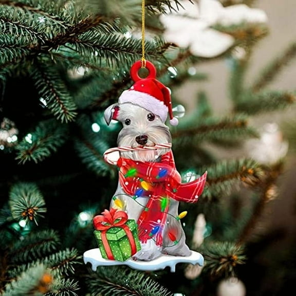 Leodye Christmas Tree Bauble Wooden 2.2x3.2in Hand-Painted Durable Labrador Christmas Gnome Ideal for Christmas Tree Decoration Holiday Gift for Family Someone Special