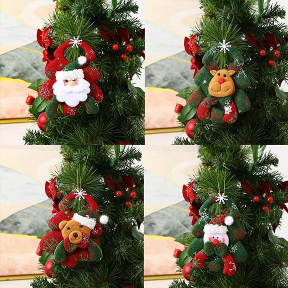 Leodye Christmas Tree Pendants Christmas Cloth Figurine Pendants , Santa Claus Xmas Tree Accessories, Cartoon Christmas Ornament