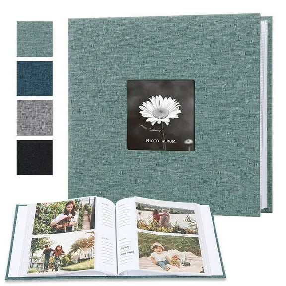 Leodye Clearance Under $2.00 Photo Album with Writing Space 50 Pages 4x6 Photos Hold 200 or 5x7 Pictures Hold 100, Linen Cover Small Photo Book Albums with Memo for Anniversary Wedding Baby