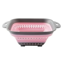 Leodye Collapsible Colander Strainer with Plastic Handles Foldable Storage Basket