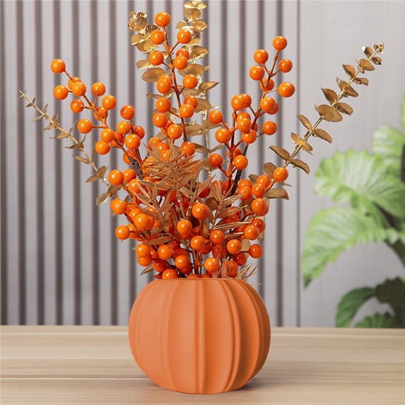 Leodye Creative Pumpkin Shape Ceramic Vase for Flower Dry Flower Hydroponic Planter Decorative Vase New Material Two Halves Splicing