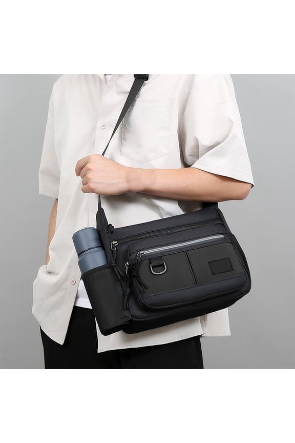 Crossbody Messenger Bag with Water Bottle Holders, Laptop Shoulder Bag, Sling Satchel Purse w/Built-in Walle