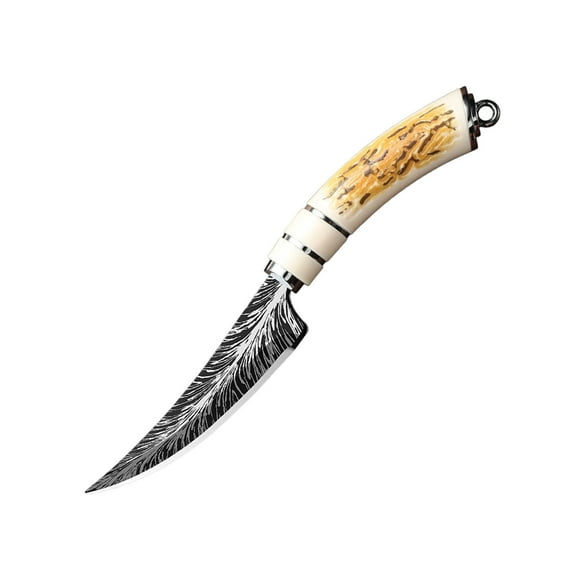 Leodye Deer Pattern Curved Small Knife - Multi-Use as Fruit Knife/Outdoor Survival Knife, Ideal for Collection & Gifting
