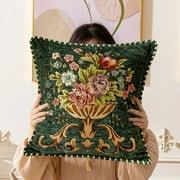 Leodye Embroidery Throw Pillow Cover Home Decor Floor Pillow Cover for Couch Sofa Chair Best Gift Cotton Embroidered Cushion Cover Square Pillowcase
