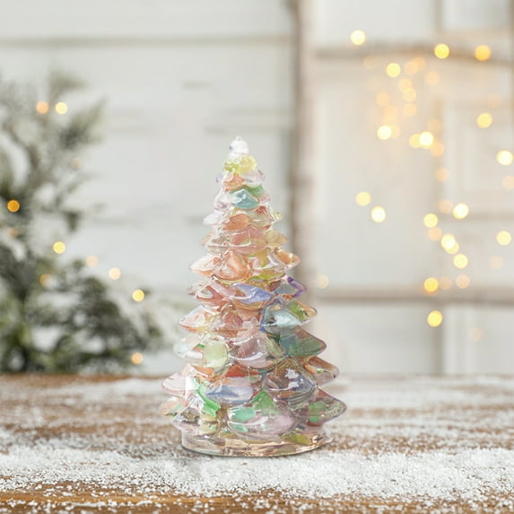 Leodye Exquisite Christmas Crystal Tree Miniature Figurines Glass Christmas Tree Ornament Christmas Crystal Craft Home Decor Gift