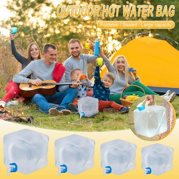 Leodye Foldable Camping Water Canisters Water Storage Bag Water Bucket with Tap Outdoor Hiking Drinking Water Tank, Food-Safe
