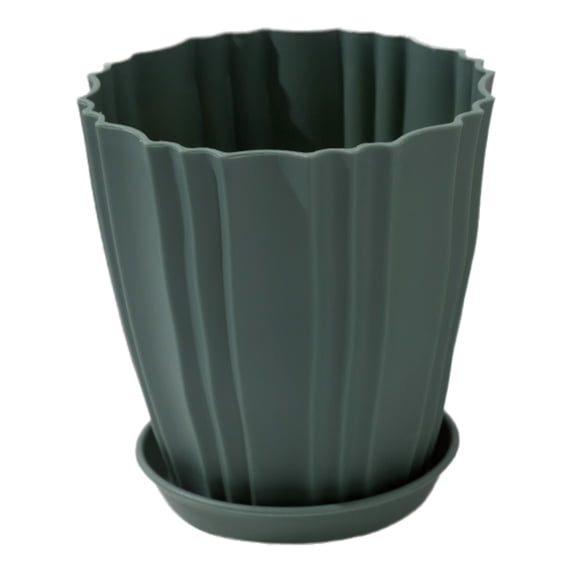 Leodye Green Plastic Flower Pots Balcony Vegetable Garden Green Plant Pot Container with Base Home Succulent Bonsai Plant Storage