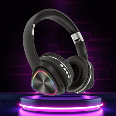 Leodye Headphones Wireless Bluetooth Headset Subwoofer Bluetooth Mobile Computer Game Music Sports Game Headphones with LED Lights