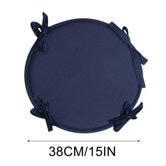 Leodye Indoor Outdoor Chair Cushions Set of 1, Round Seat Pads with Ties for Dining, Bar Stool, Bistro Chairs - Patio Garden Home Kitchen-14.96 in