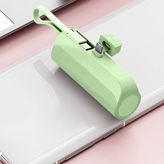 Leodye Introducing the Compact and Portable Capsule Power Bank Your Convenient Charging Solution with 5000mAh Capacity and Built In Cable