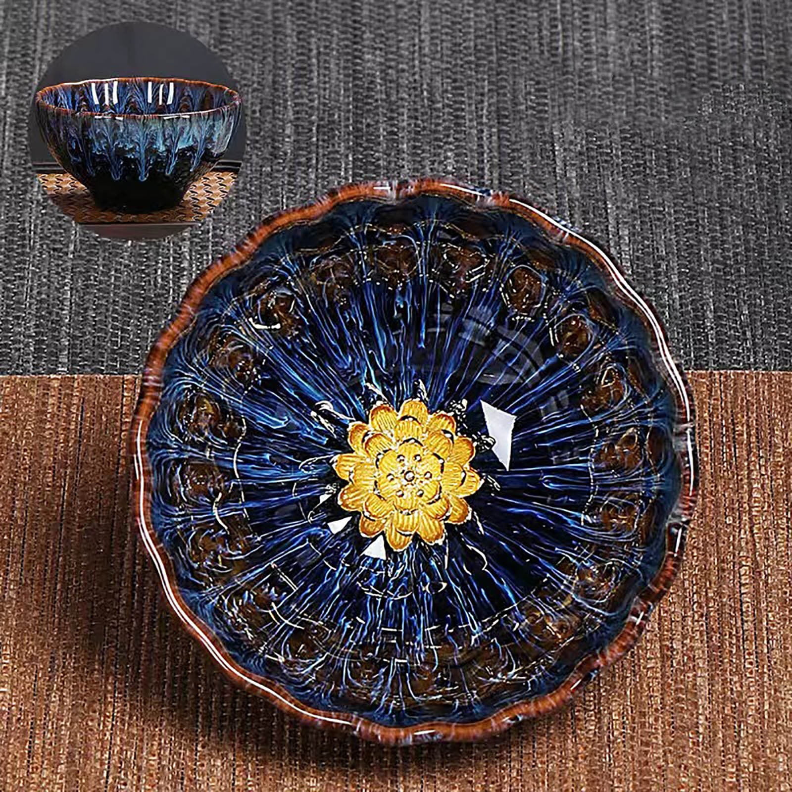 Leodye Kiln Change Inlaid Silver Master Cup, Elaborated Marigolds Petal