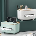 thumbnail image 1 of Leodye Leather Square Tissue Box Cover , Tissue Box Cover with Storage, Cube Tissue Box Organizer Bedroom Nightstand End Table, 1 of 6