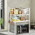 thumbnail image 1 of Leodye Microwave Stand Countertop, Expandable Microwave Shelf, 2-Tier Carbon Steel Over Microwave Oven Rack Adjustable Height Kitchen Counter Shelves, 1 of 6