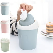 Leodye Mini Desk Trash Can with Lid Tiny Countertop Waste Basket Small Table Top Plastic Covered Garbage Bin for Desk Top