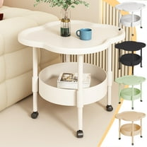 Leodye Mini Table with Wheels, End Table Living Room Plastic Mobile Sofa Side Table Small Night Stand Bedroom
