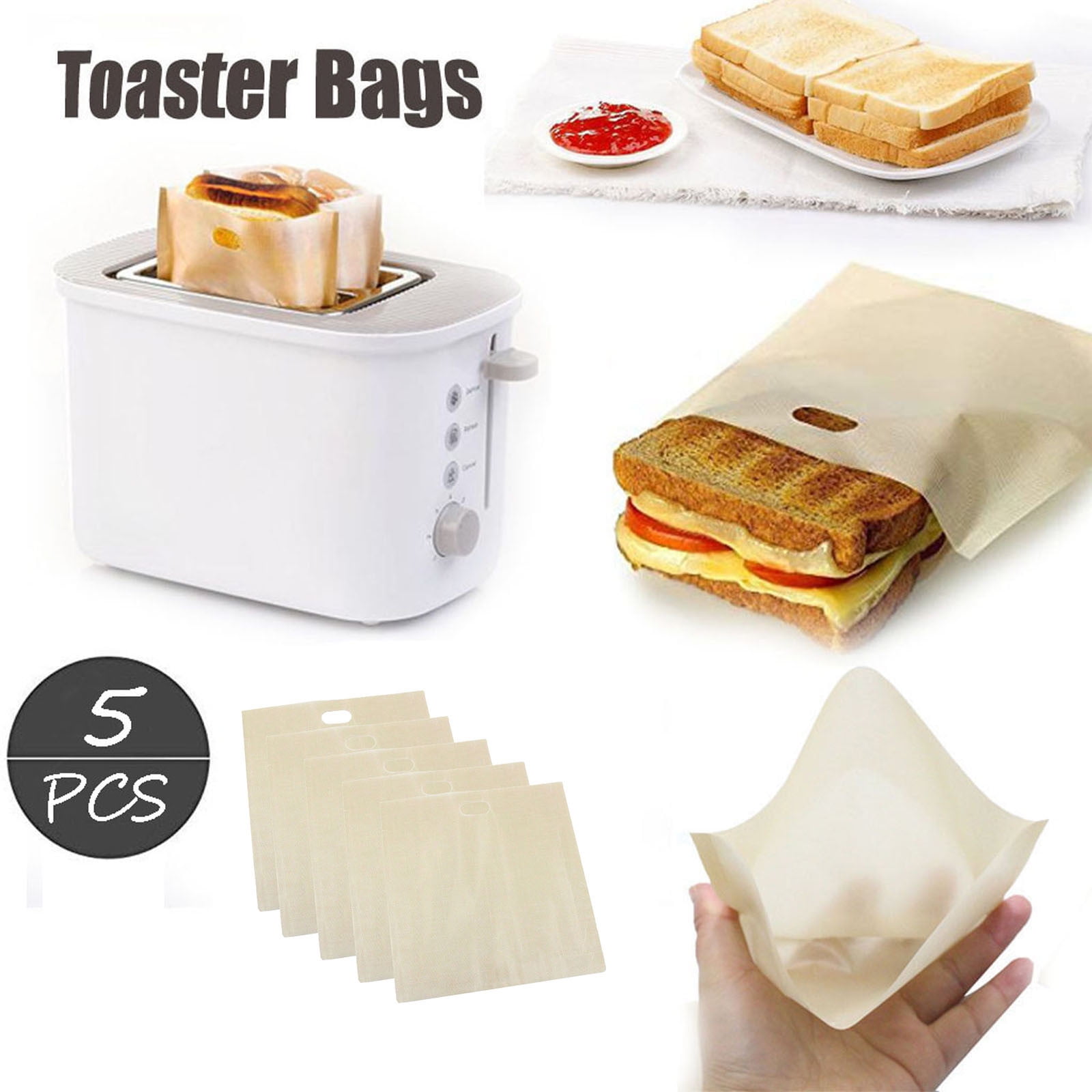 Mess Toaster Leodye Non-Stick Toaster Bags Reusable – Grilled Cheese Bags, Heat ...