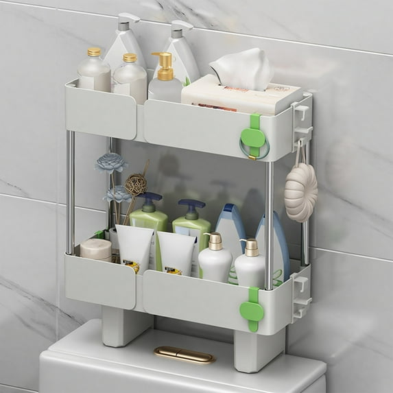 Leodye Over-the-Toilet Storage Rack, Bathroom Organizer Shelf Over Toilet with Adjustable Shelf and Basket, Freestanding Space Saver Bathroom Shelves Above Toilet