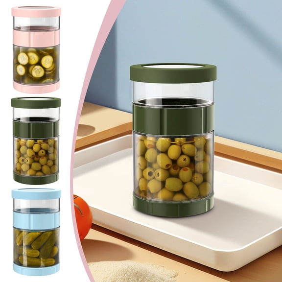 Leodye Pickle Jar with Strainer Flip, Pickle Container, Glass Kraut Juice Separator Jar-Leakproof Airtight Lid, Hourglass Food Storage Flip Jar for Olive,Jalapeno,Sliced Pickles-Dishwasher Safe