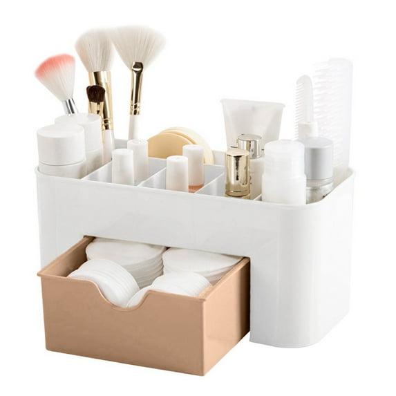 Leodye Plastic Desktop Cosmetic Box - with Small Drawers, Multifunctional for Makeup/Desk Sundries