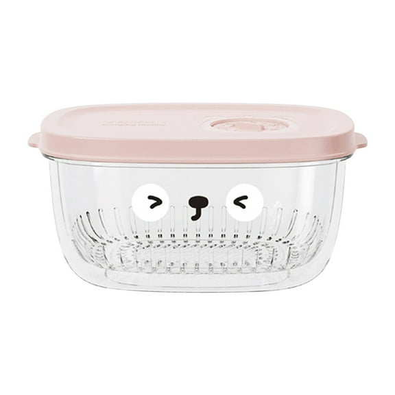 Leodye Plastic Food Container with Strainer, Vegetable Storage Box, Ginger Garlic Onion Keep Fresh Container,Transparent Food Drainage Sealing Box
