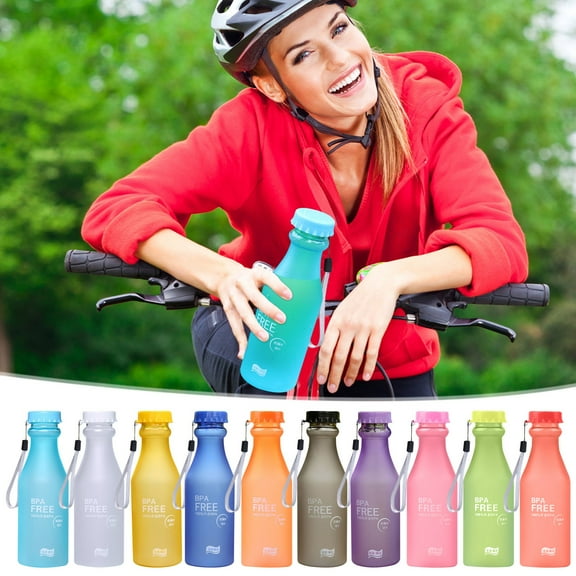 Leodye Plastic Water Bottle Bulk 550ml Sports Drink Bottles with Handle Strap Flip Top Reusable Leakproof for Adults Travel Cycling Camping Hiking Gym Fitness