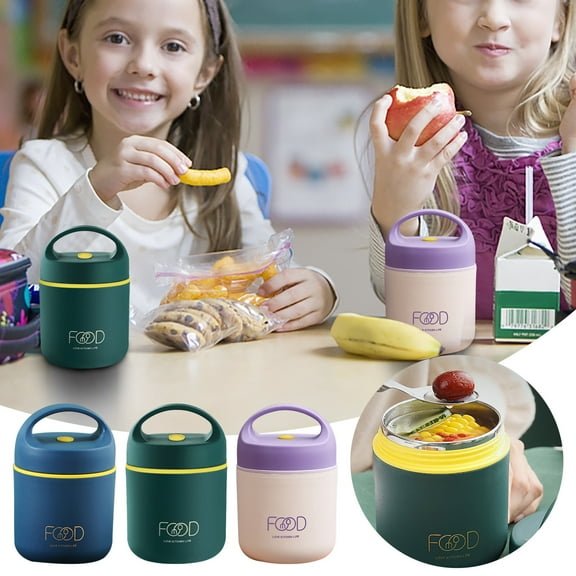 Leodye Portable Insulated Soup Cup Double-Wall Stainless Steel thermal Breakfast Jar Blue Leak-Proof and Heat-Resistant for Travel and Outdoor Use