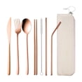 thumbnail image 1 of Leodye Portable Utensils, Travel Camping Cutlery Set, 7-Piece including Knife fork Spoon Chopsticks Cleaning Brush Straws Portable Case, Stainless Steel Flatware set, 1 of 6