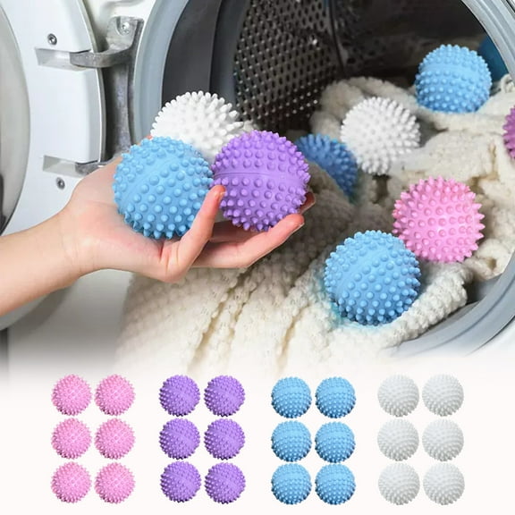 Leodye Reusable Laundry Dryer Balls, Reduces Wrinkles, Sustainable Cleaning Supplies, Essential Washing & Drying Aid for Soft, 6 Pack