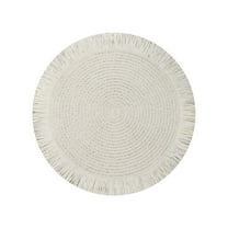 Leodye Round Placemats Set of 1, Cotton Rope Woven Table Mats, Hot Pads for Kitchen, Non Slip Heat Resistant Place Mats, 15Inches Braided Placemat for Farmhouse Decor and Kitchen Table Decor