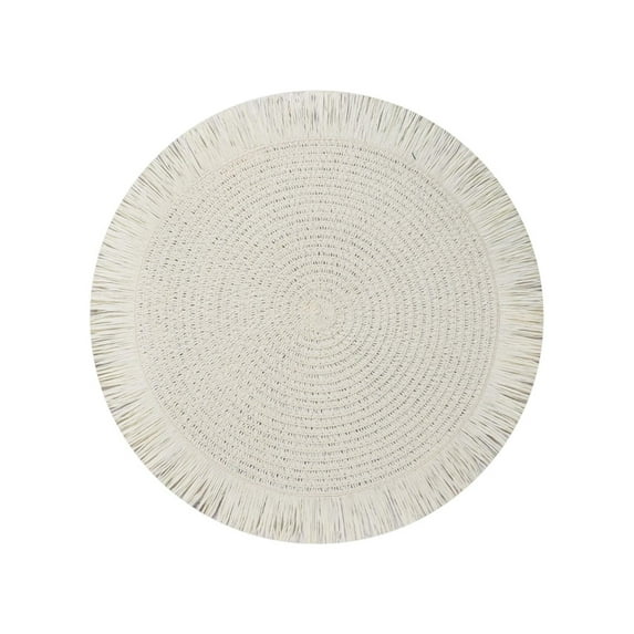 Leodye Round Placemats Set of 1, Cotton Rope Woven Table Mats, Hot Pads for Kitchen, Non Slip Heat Resistant Place Mats, 15Inches Braided Placemat for Farmhouse Decor and Kitchen Table Decor