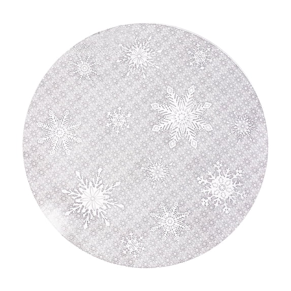 Leodye Round Snowflake Placemats Set of 1, Washable Wipeable Non Slip Stain Heat Resistant Dining Table Mats for Valentines Wedding Party Decoration-15x15x0.2in