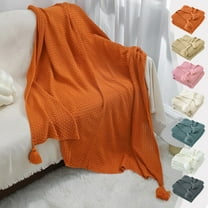Leodye Soft Living Room Home Decor Knitted Blanket with Tassel, Outdoor Lightweight Breathable Summer Blanket, Farmhouse Warm Woven Decorative,39.3x27.5x0.1in