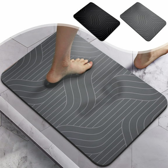 Leodye Stone Bath Mat Diatomaceous Earth Shower Mat Non-Slip Super Absorbent Bathroom Floor Mat Quick Drying Natural Easy to Clean