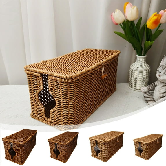 Leodye Storage Baskets for Organizing Woven Decorative Box Storage Boxes Bin Set for Tabletop Book Shelf Bathroom Organizer Container