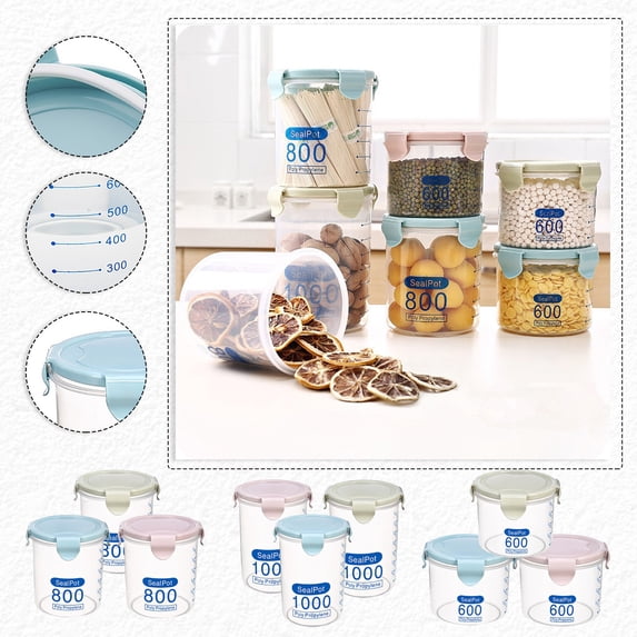 Leodye Storage Containers Airtight, Stackable Acrylic Canister Set for Kitchen Fridge Pantry Organizer, Veggie Fruit Tea Bag Snack