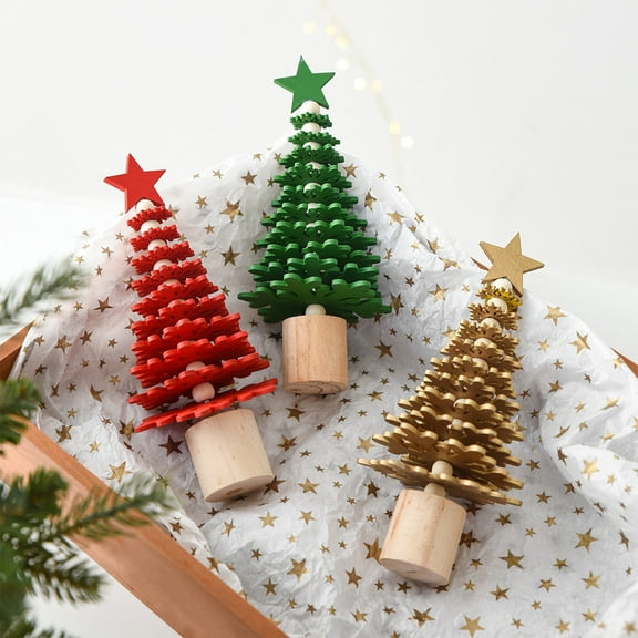Leodye Tabletop 1 Pcs Mini Christmas Tree 7.28x3.15x3.15in Artificial Mini Xmas Miniature Pine Christmas Tree with Linen Base for Xmas Holiday Decorations Indoor Home Kitchen Dining Table