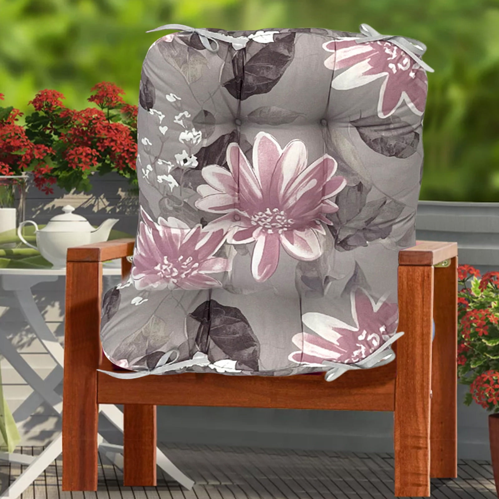 Leodye Thickened Outdoor Chair Cushions Set of 2, Outdoor Seat Cushion Patio Furniture Waterproof with Ties, Patio Chair Pads Dining Medium