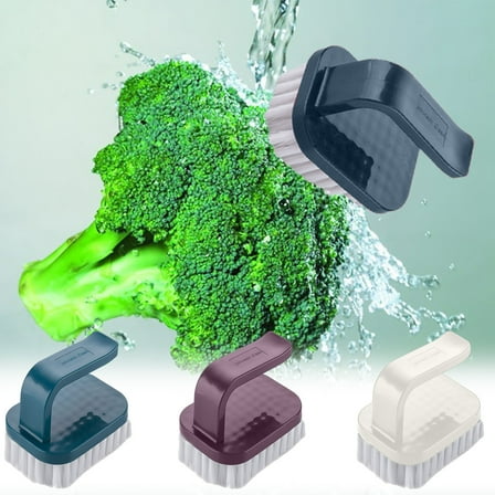 Leodye Vegetable Cleaning Brush, Rubber Handle Produce Scrubbing Brush