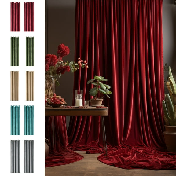 Leodye Velvet Curtains Luxurious thermal Insulated Drapes for Living Room & Bedroom, Soft Noise Reducing Light Blocking Curtains Elegant Home Decor, 52*63 inches, 2 Panels