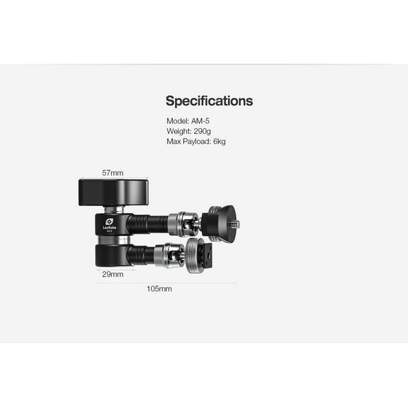 Leofoto AM-5 / AM-6 Versa Magic Arm "Heavy-Duty" Multi-Purpose Accessory | 1/4th Mounting Screws