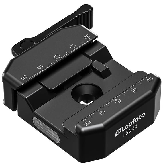 Leofoto Square Lever-Release Hybrid Clamp, Arca/pick Compatible, 52mm Width, 3/8" Mounting Hole, Aircraft-Grade Aluminum (LSC-52)