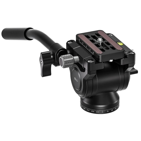 Leofoto BV-5B Mini Fluid Head with Short Handle, Arca Swiss Style, 360 Panning, 6061-T6 Aluminum, 4kg Max Load, 50mm Base Diameter (BV-5B)