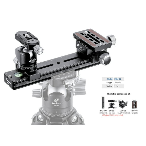 Leofoto  Binocular Rangefinder Rail Kit, 20 cm, Black