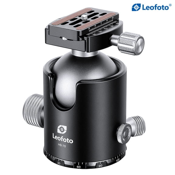 Leofoto  70mm Pro Heavy-Duty Ball Head w/Quick Release Plate & Case, Black
