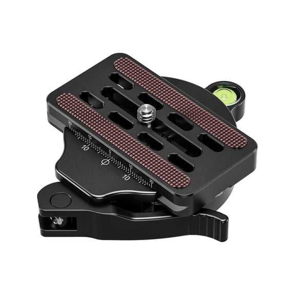 Leofoto Lever Release Clamp, 60mm Arca Compatible, 3/8" Screw Hole, Bubble Level, QR-70 Plate (LCC-60)