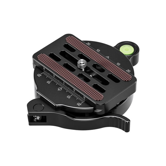 Leofoto Lever Release Clamp, 70mm Arca Compatible, 3/8" Screw Hole, Bubble Level, QR-70 Plate (LCC-70)