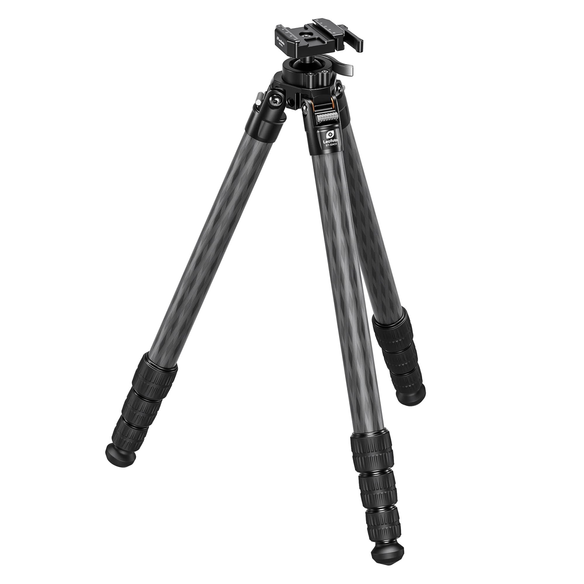 Leofoto ST-X ST-324CX Carbon Fiber Tripod with Integrated Lever-Control Ball Head, Arca and Pick Hybrid Lever, Large Rubber Feet, Portable and Sturdy (ST-324CX-ARCA)