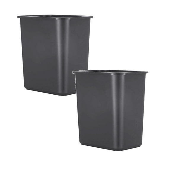 Leojiow 10.08 Inch Height Can, Office Can, Wastebasket Home Container for Kitchen, Office, Bathroom 2 pcs Black
