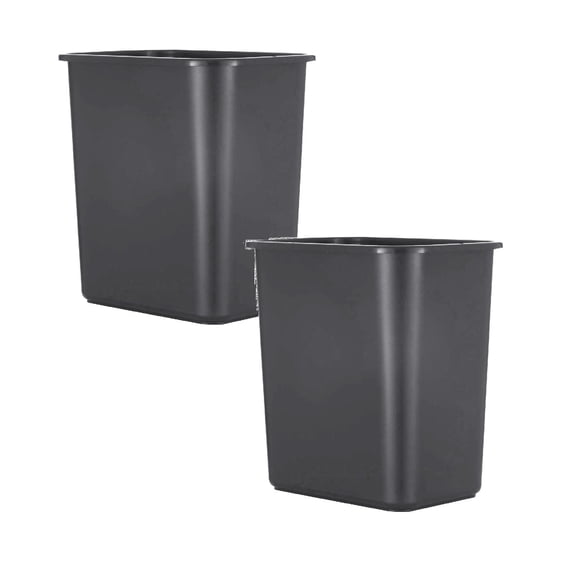Leojiow 10 Inch Height Can, Office Can, Wastebasket Home Container for Kitchen, Office, Bathroom 2 pcs Black